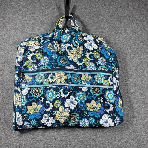 Vera Bradley Garment Bag Retired Pattern Mod Floral Blue Zip Pockets Quilted - Picture 1 of 9